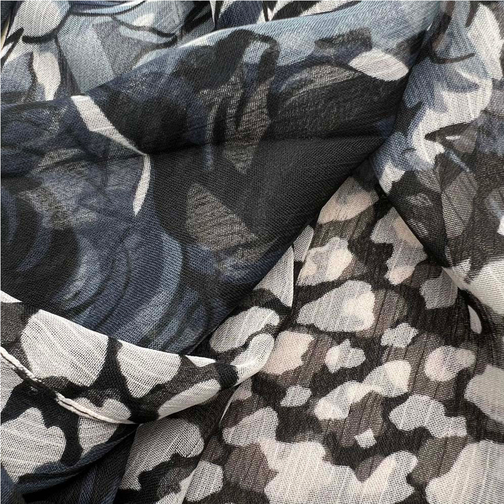 Black Printed Polyester Scarf