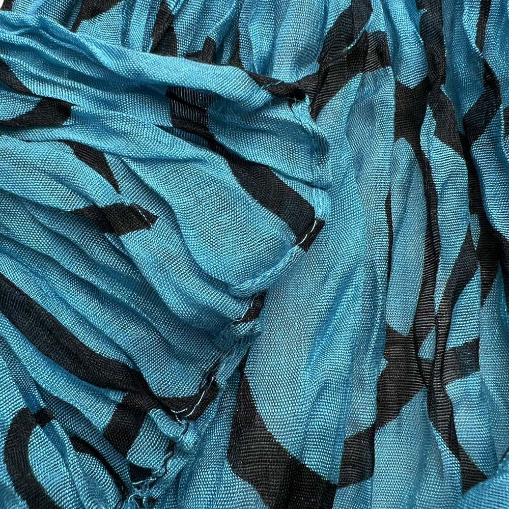 Turquoise Printed Crinkle Scarf