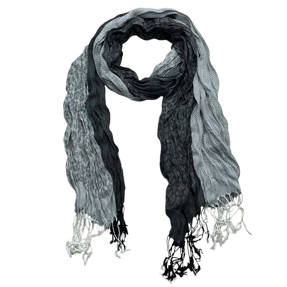 Jacquard Polyester Long Scarf For Women - Grey Winter Accessory 71inchx28inch