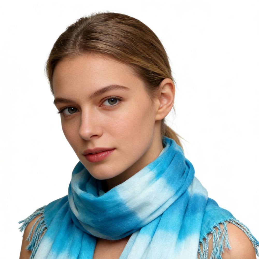 Turquoise Printed Viscose Scarf - Summer Essential Scarf 67inchx24inch