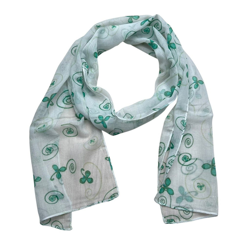 Lightweight Sheer Scarf ,White Printed Scarf,Crisp Skinny Scarves