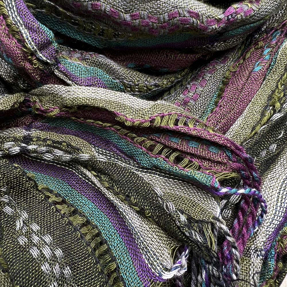 Olive Jacquard Crinkle Scarf