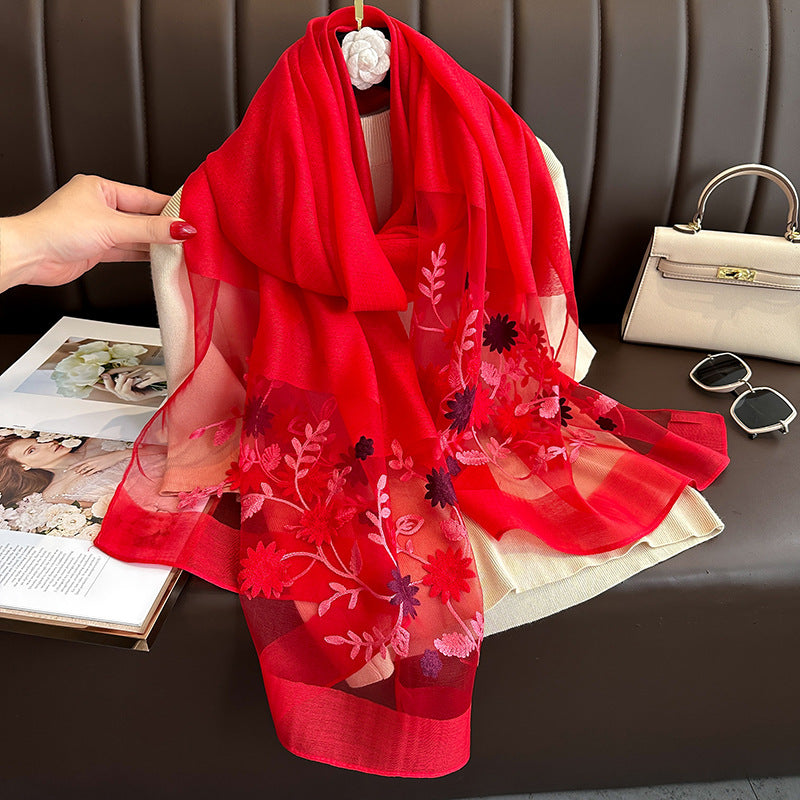 Embroidered Summer Sunscreen Scarf