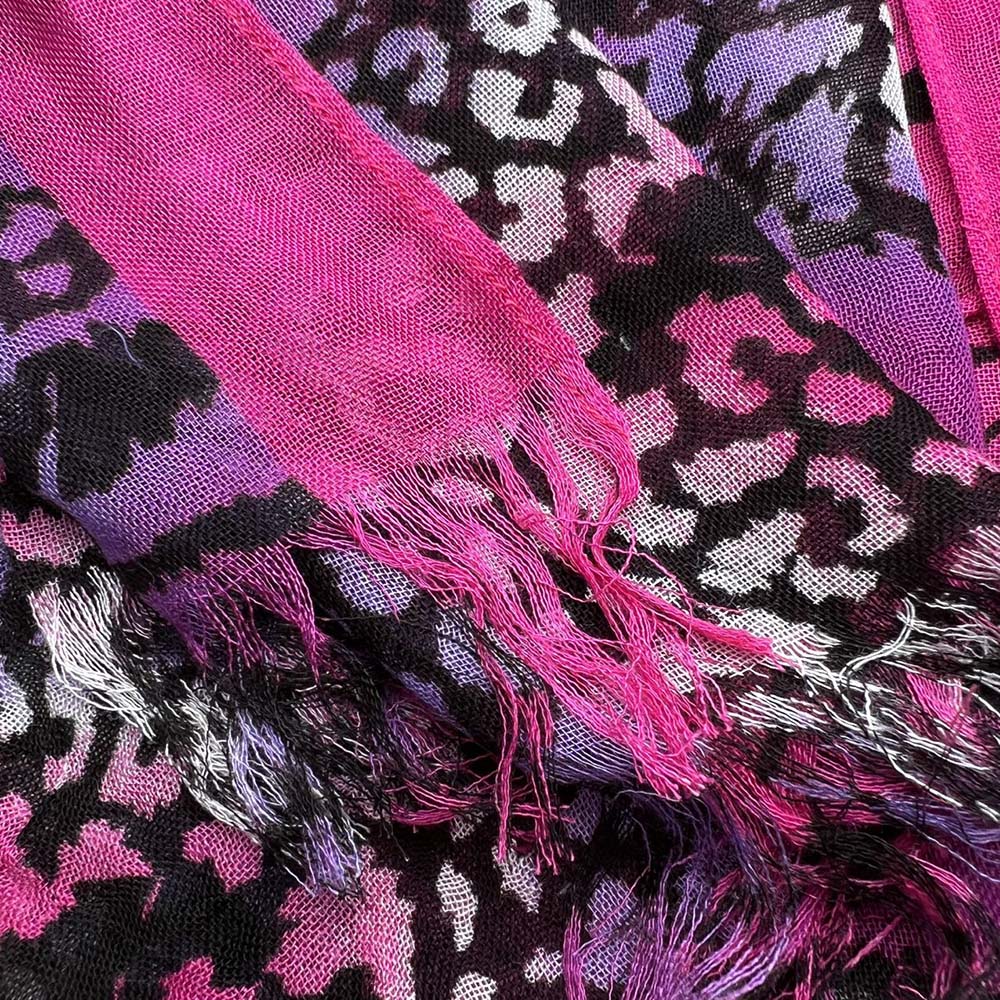 Hot Pink Printed Viscose Scarf - Extra Long Scarf 72inchx22inch