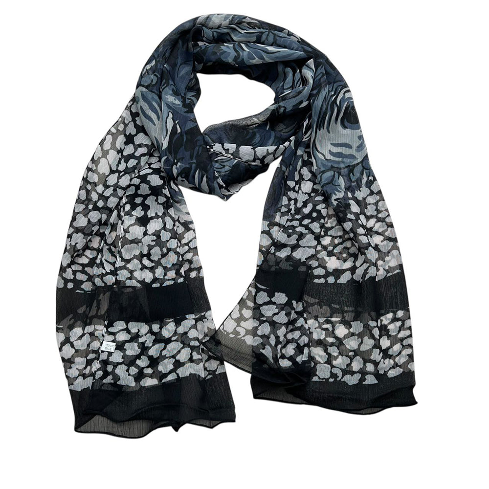 Black Printed Polyester Scarf