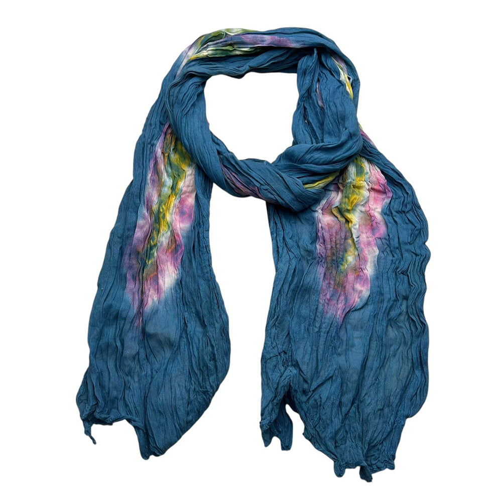 Turquoise Tie-Dye Cotton Scarf