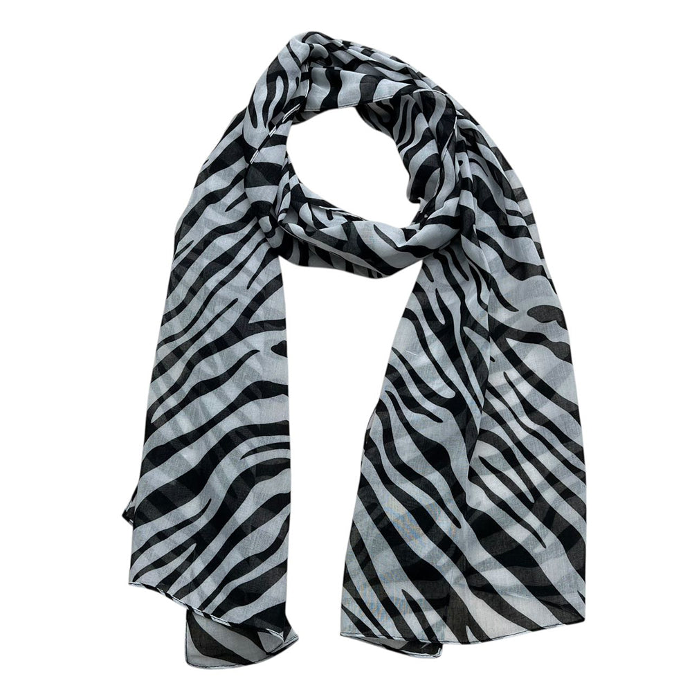 Lightweight Sheer Scarf ,Black White Monochrome Geometric