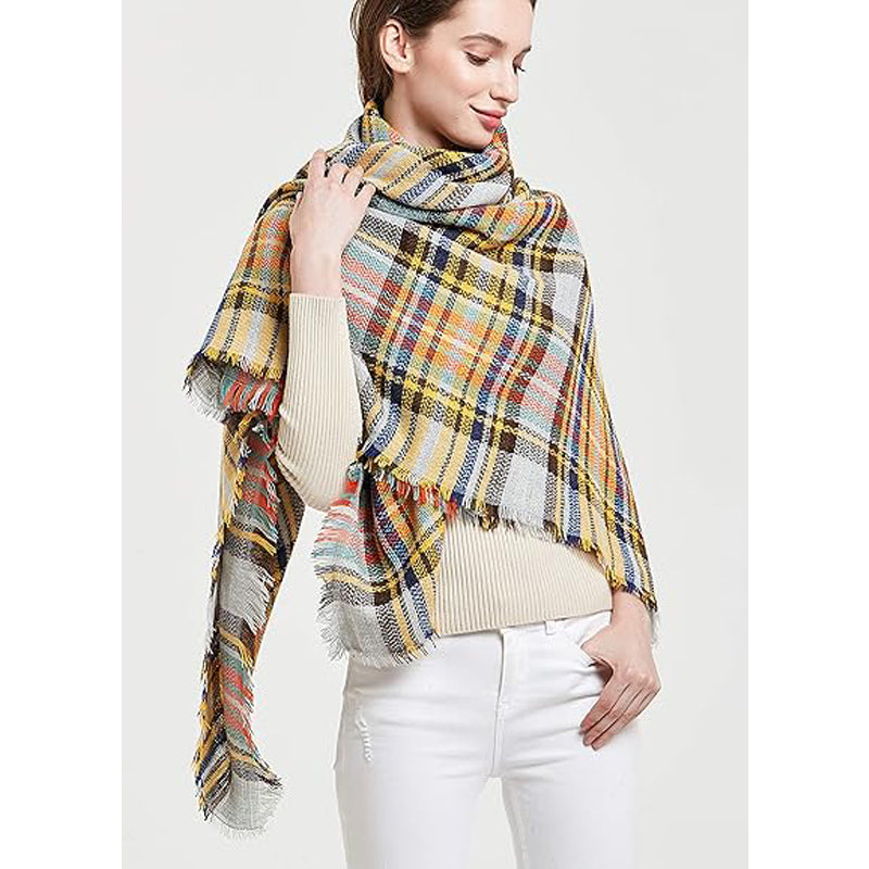 Yellow Blue Womens Fall Winter Scarf