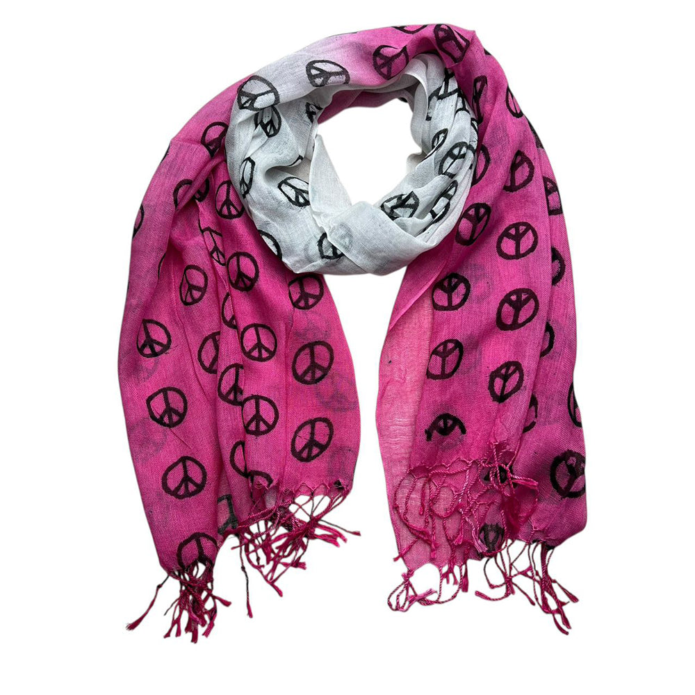 Hot Pink Printed Viscose Scarf - Sheer Summer Scarf 63inchx22inch