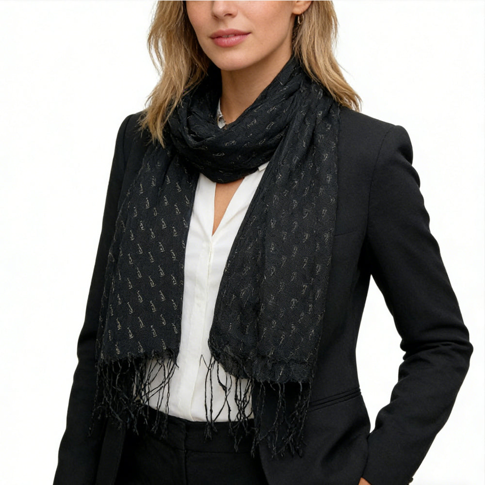 Black Printed Scarf