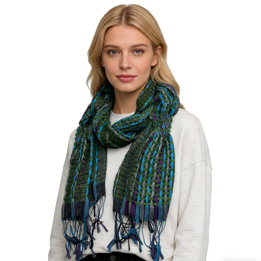 Olive Yarn-Dyed Polyester Scarf