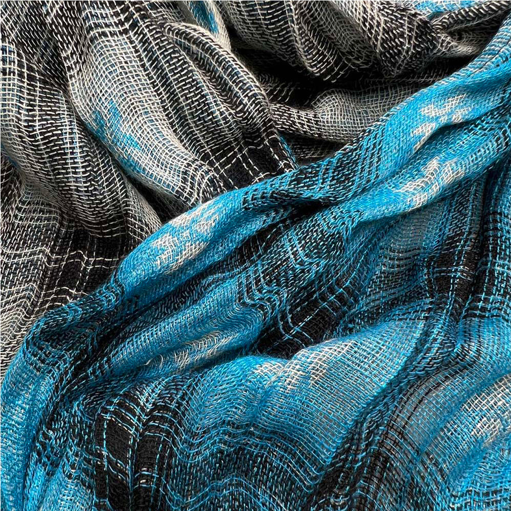 Turquoise Jacquard Crinkle Scarf