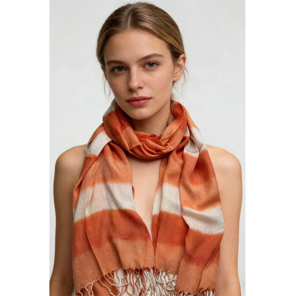 Orange Red Printed Scarf