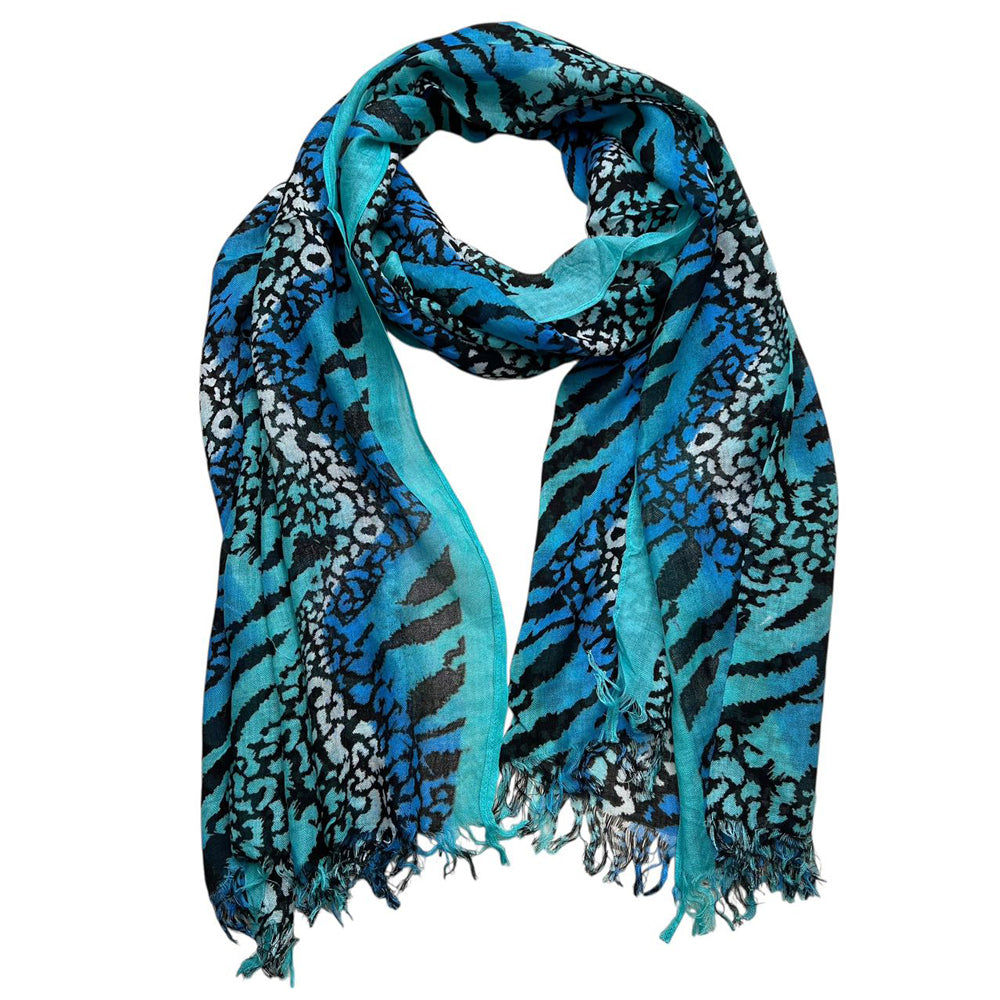 Turquoise Printed Long Scarf