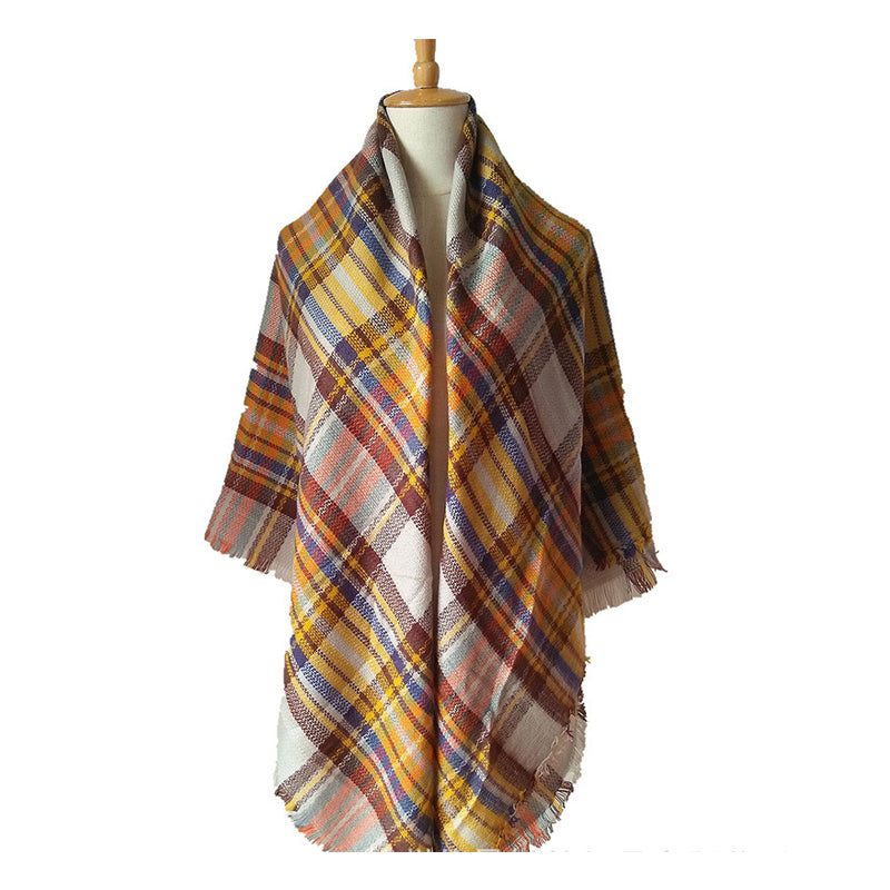 Yellow Blue Womens Fall Winter Scarf