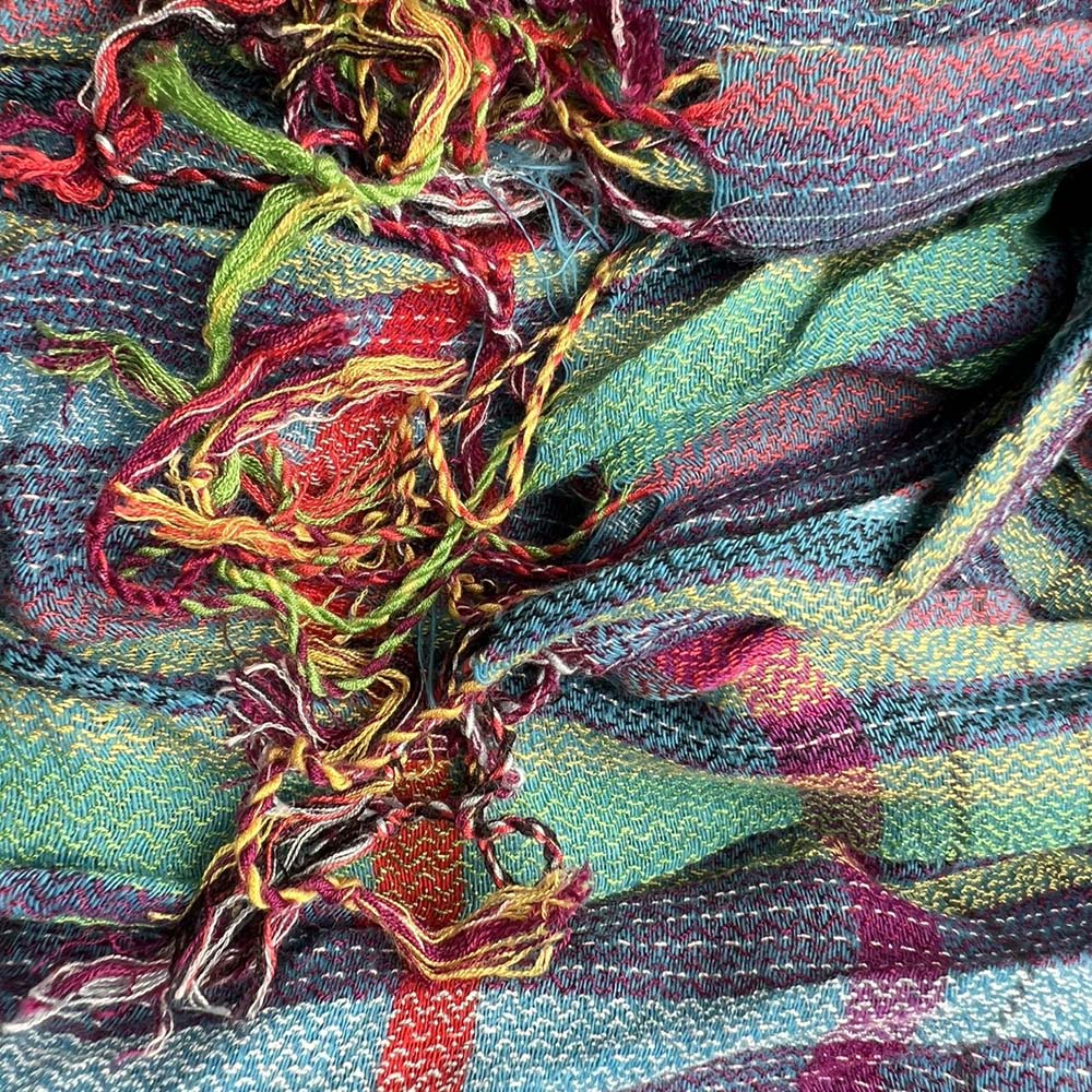 Blue Jacquard Crinkle Heavy Textured