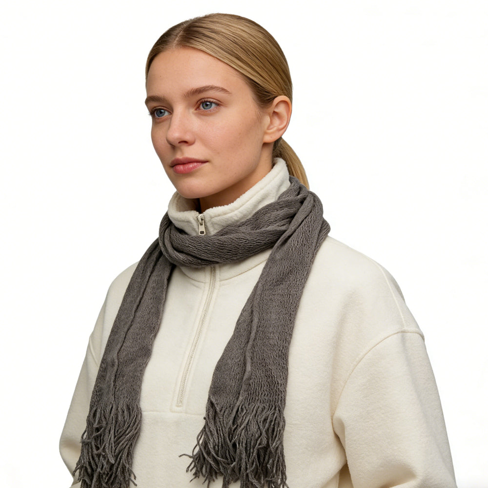 Grey Dyed Acrylic Skinny Scarf