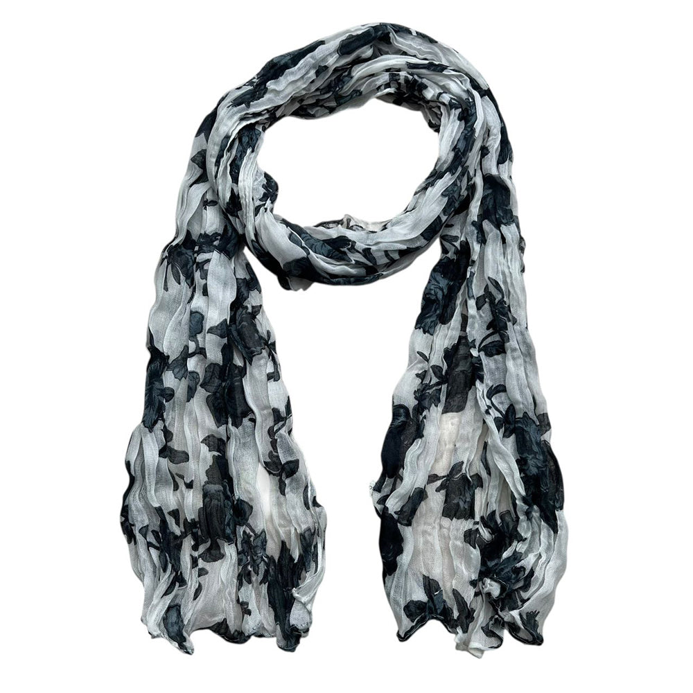Black & White Printed Crinkle Scarf