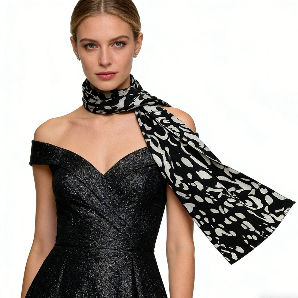 Black & White Printed Long Scarf