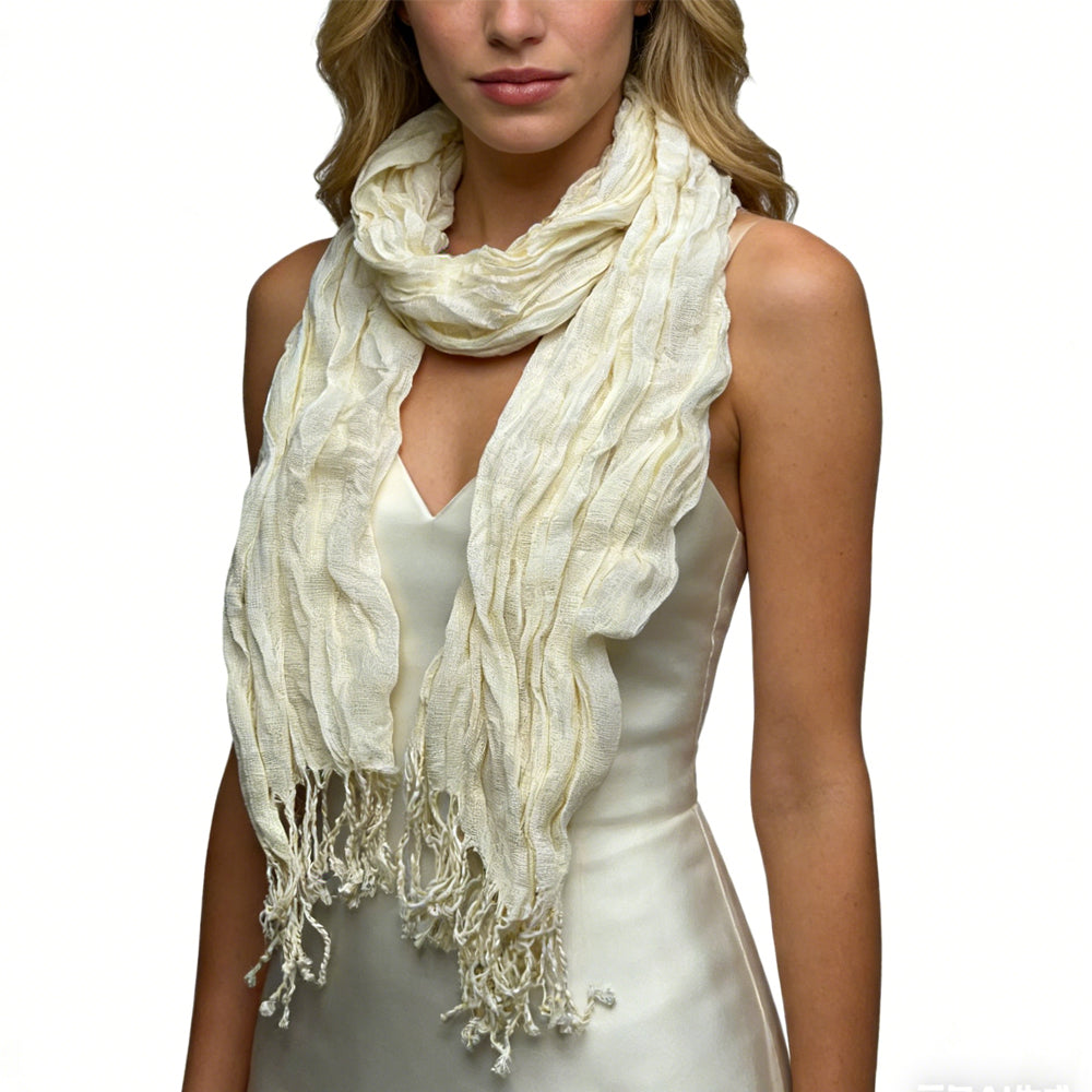 White Dyed Crinkle Scarf