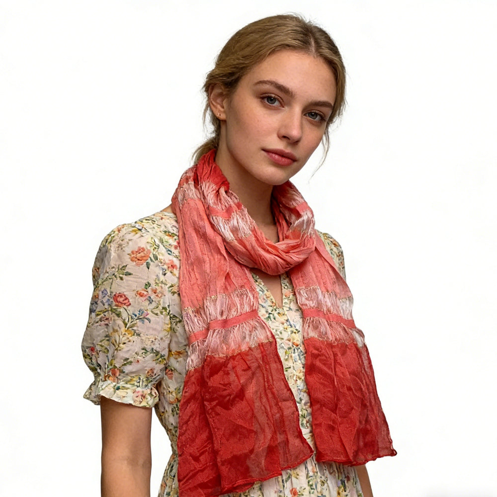 Red Metallic Polyester Scarf