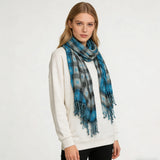 Turquoise Jacquard Crinkle Scarf