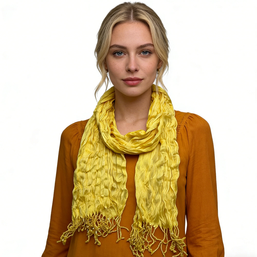 Yellow Dyed Crinkle Scarf