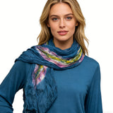 Turquoise Tie-Dye Cotton Scarf