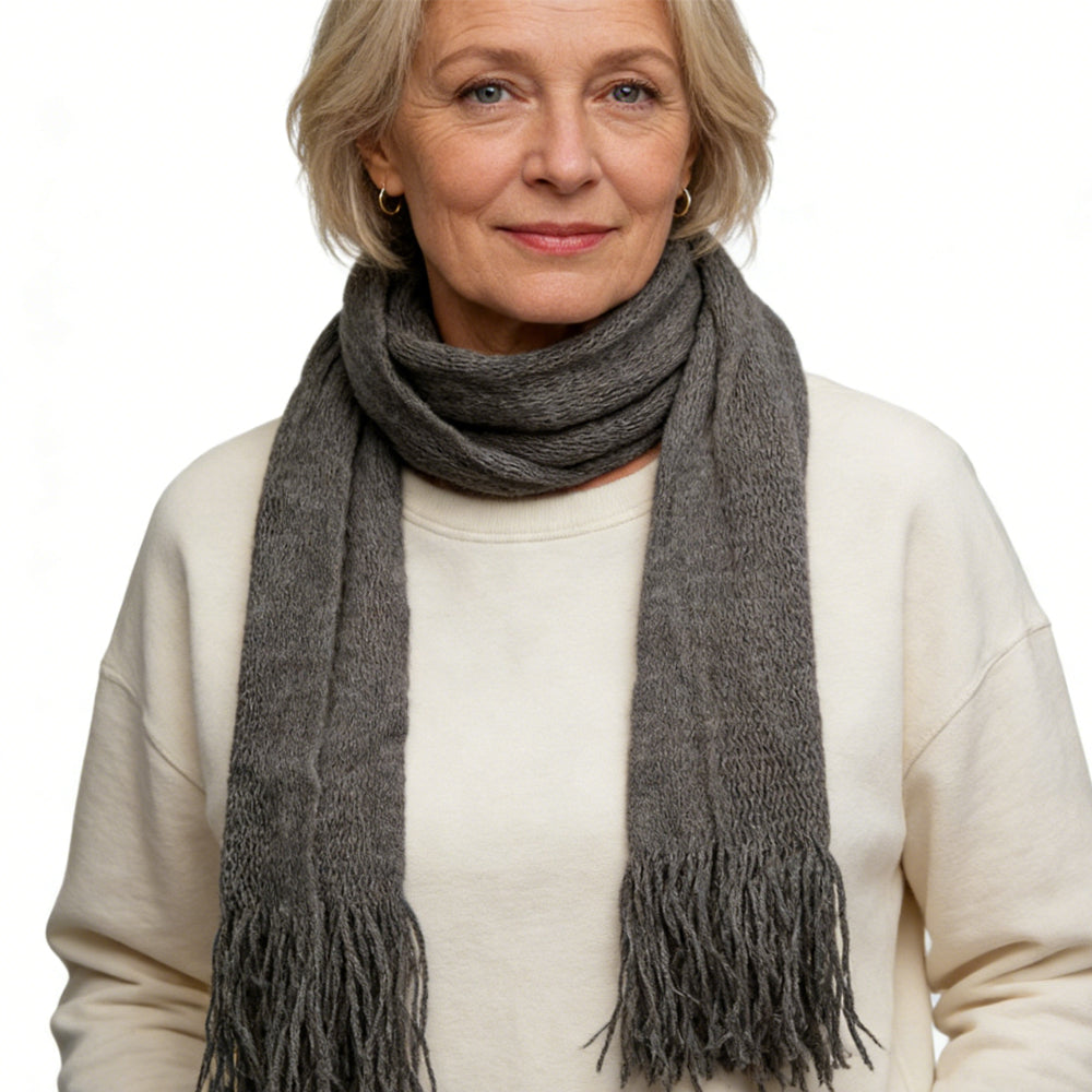 Grey Dyed Acrylic Skinny Scarf - Lightweight Scarf 63inchx8inch