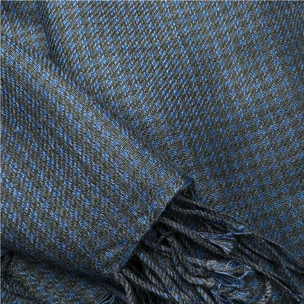 Navy Jacquard Polyester Scarf Herringbone Texture