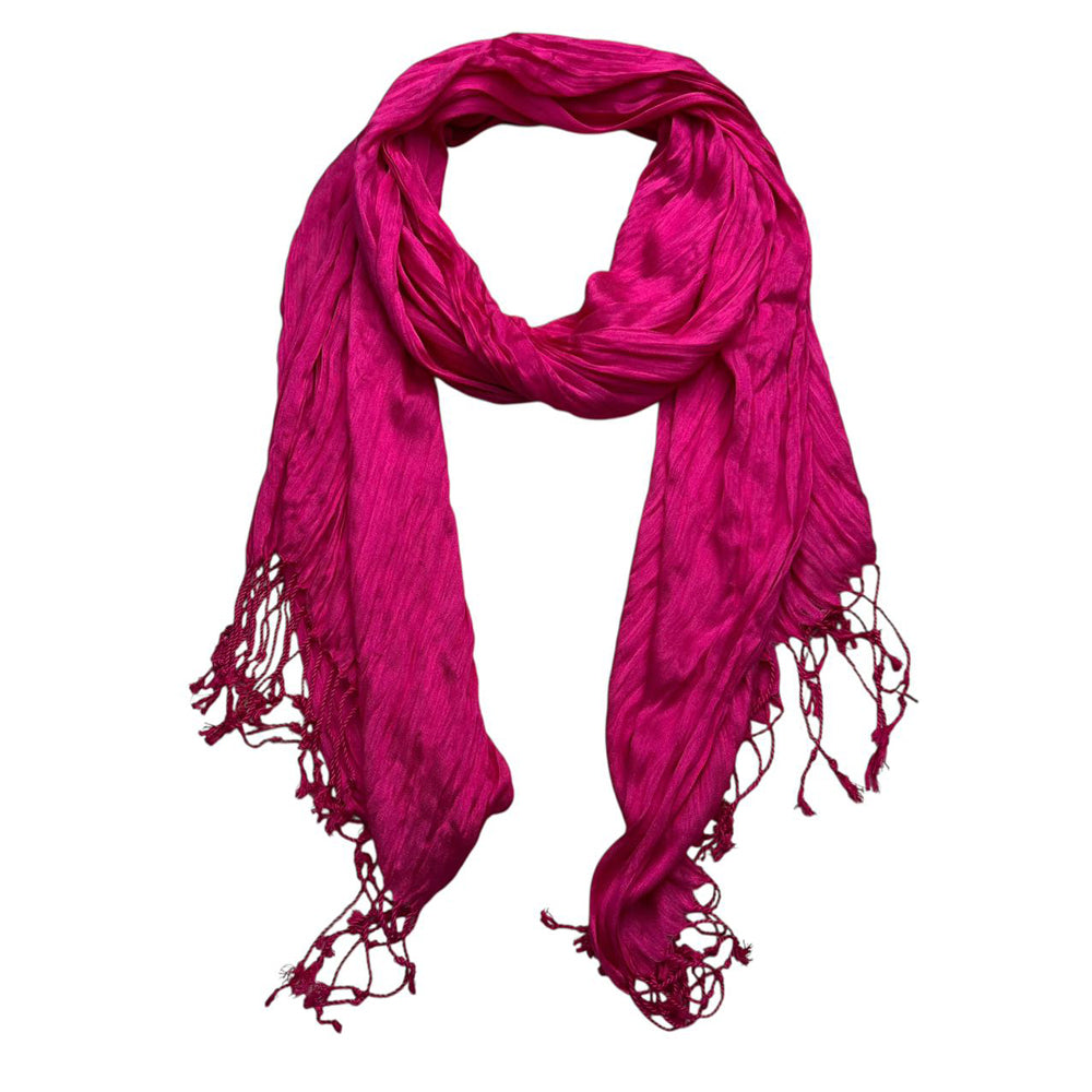 Hot Pink Dyed Crinkle Scarf - Vibrant Textured Scarf 67inchx24inch