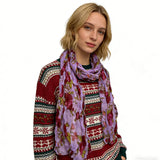 Magenta Printed Polyester Scarf