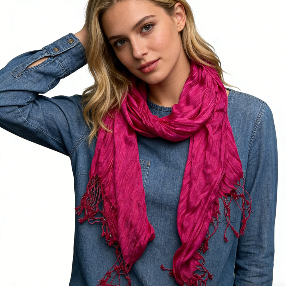 Hot Pink Dyed Crinkle Vibrant Textured