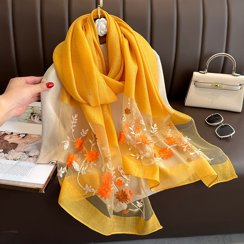 Embroidered Summer Sunscreen Scarf