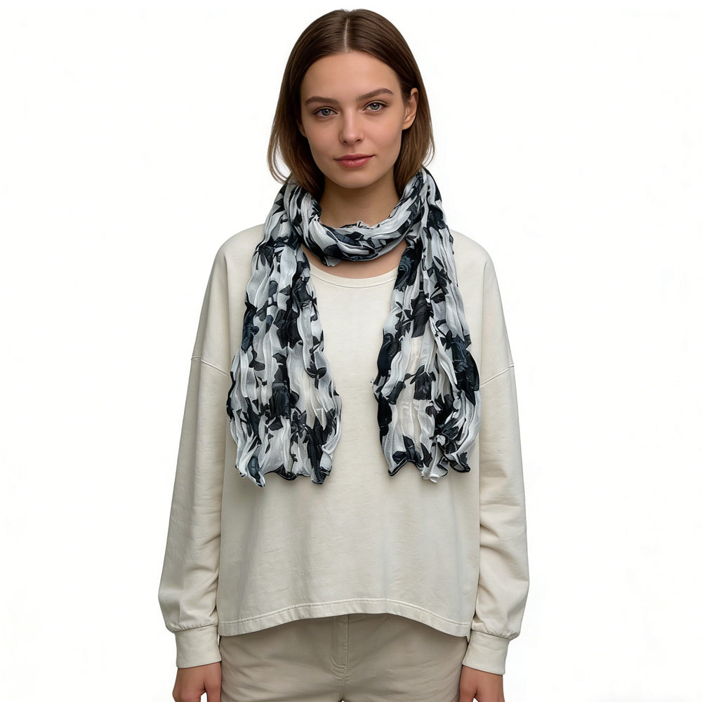 Black & White Printed Crinkle Scarf