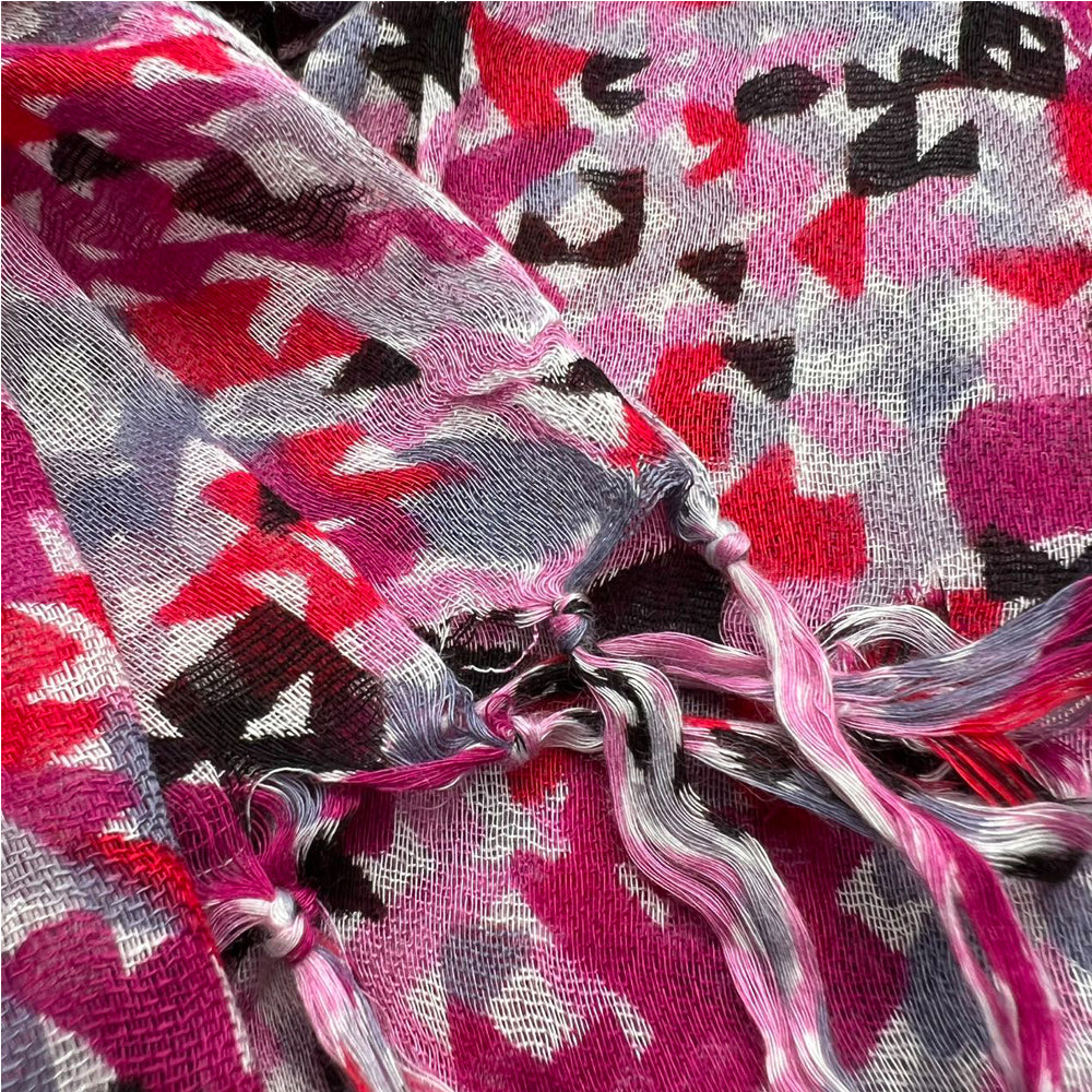 Red Printed Viscose Scarf