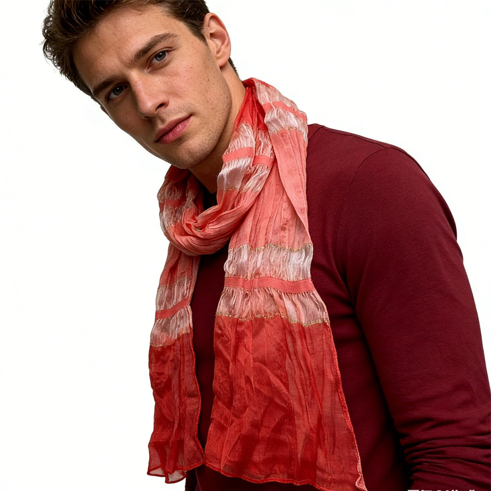 Red Metallic Polyester Scarf