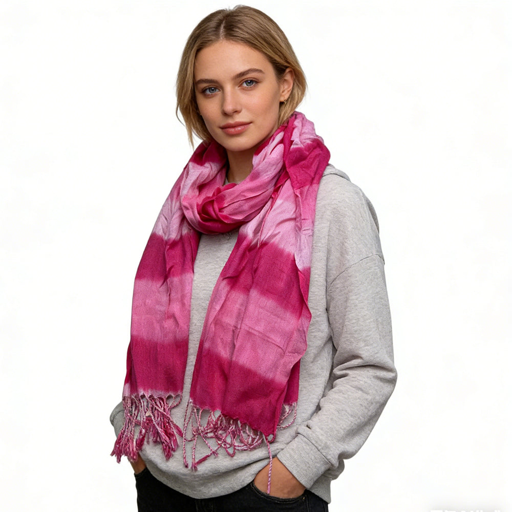 Hot Pink Printed Viscose Scarf