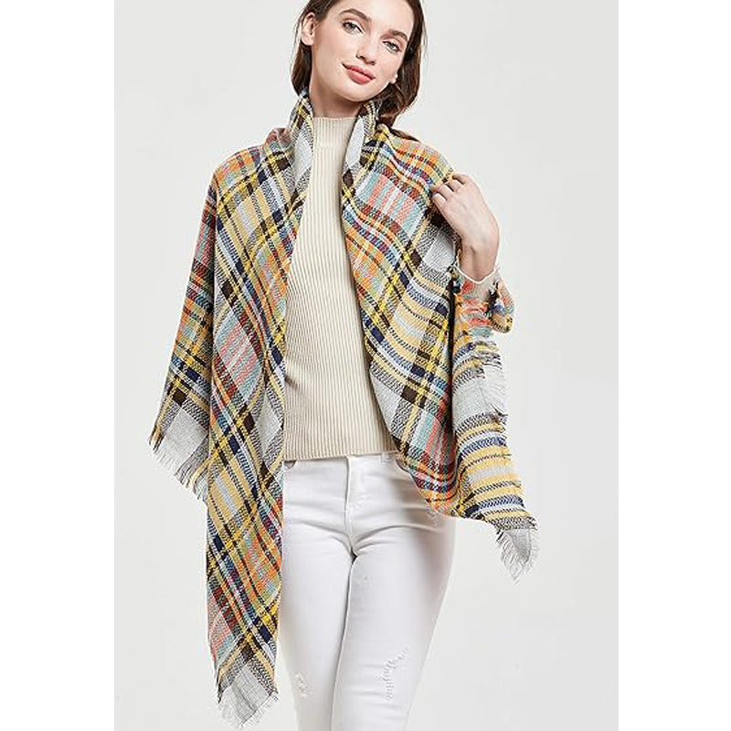Yellow Blue Womens Fall Winter Scarf