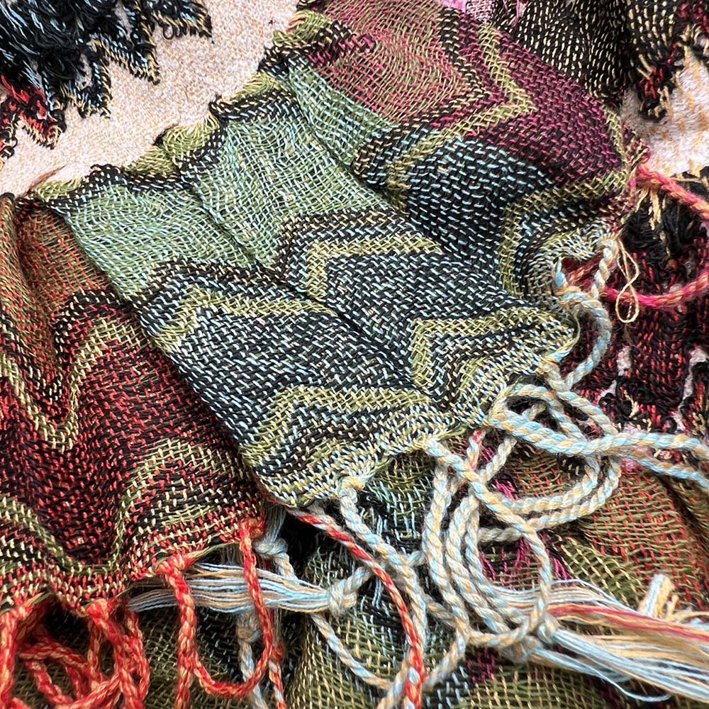 Long Scarf,Nature-inspired Jacquard Green