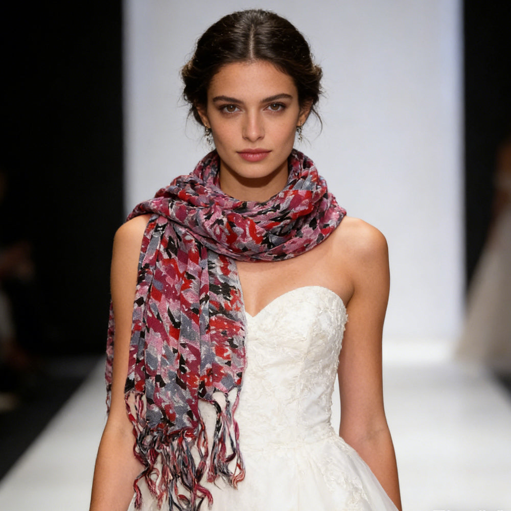 Red Printed Viscose Scarf