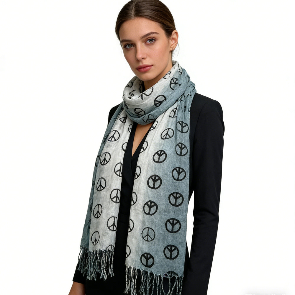 Grey Printed Viscose Scarf - Subtle Pattern Scarf 63inchx22inch
