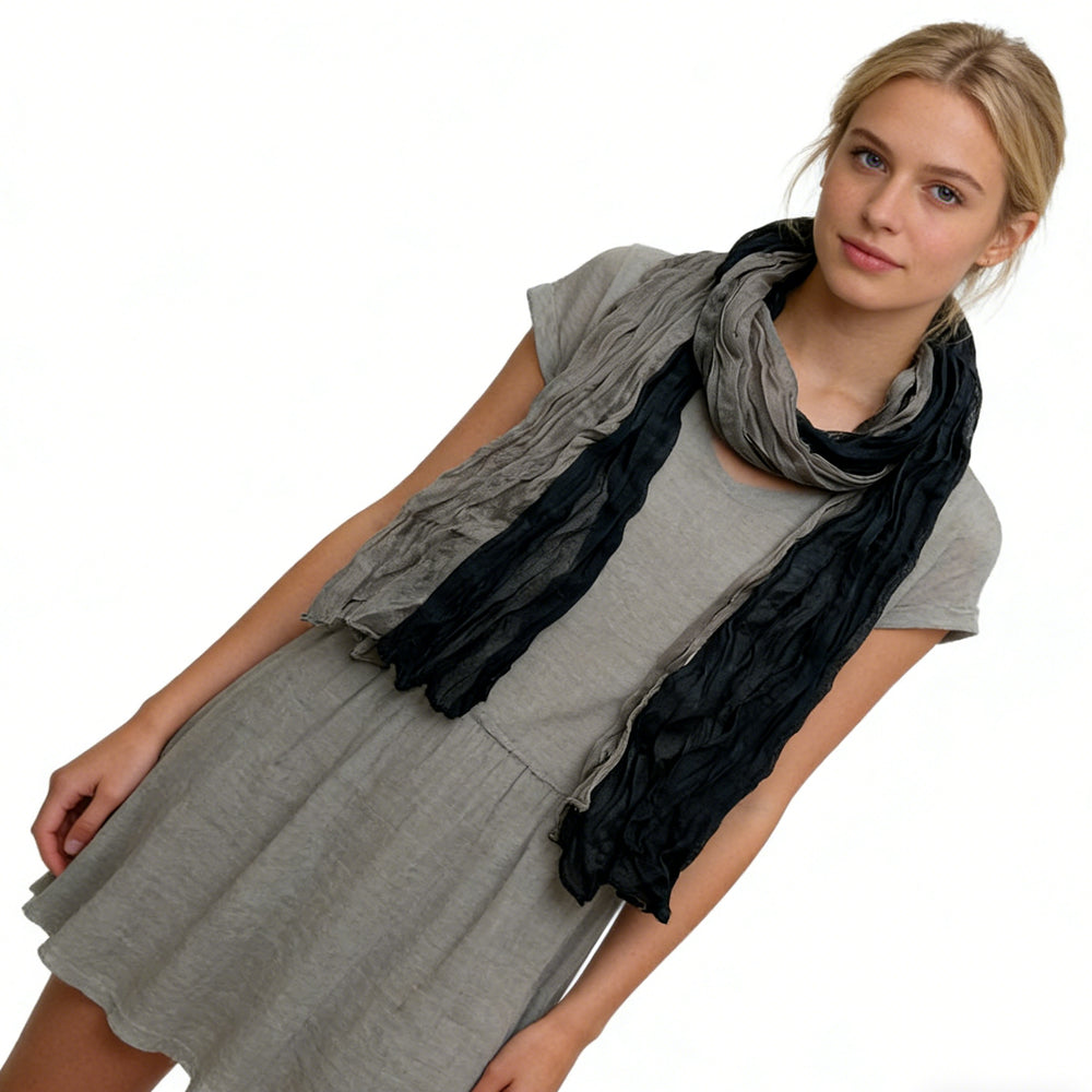 Khaki Yarn-Dyed Polyester Scarf - Classic Long Scarf 69inchx26inch