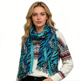 Turquoise Printed Long Scarf